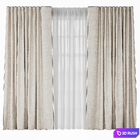 Linen Curtains with Black Edging 01f 3D Model Corona