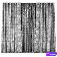 Linen Curtains with Black Edging 01f 3D Model Corona