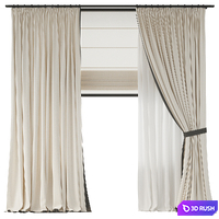 Curtains with piping and grab 3D Model Corona