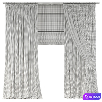 Curtains with piping and grab 3D Model Corona