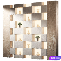 Shelf rack with decor 14. Solid lighting. Showcase for goods. 3D Model Vray, Corona
