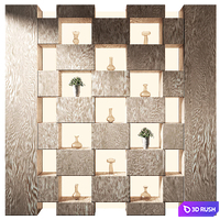 Shelf rack with decor 14. Solid lighting. Showcase for goods. 3D Model Vray, Corona