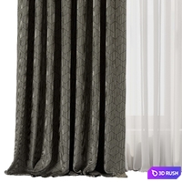 Curtain with rod 48 ptternend curtain HBH 3D Model Vray, Corona