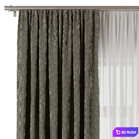 Curtain with rod 48 ptternend curtain HBH 3D Model Vray, Corona