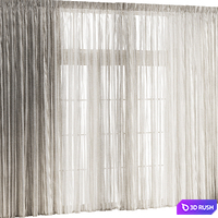Wide Striped Tulle Curtain 3D Model Vray, Corona