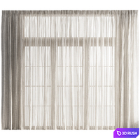 Wide Striped Tulle Curtain 3D Model Vray, Corona