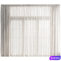 Wide Striped Tulle Curtain 3D Model Vray, Corona