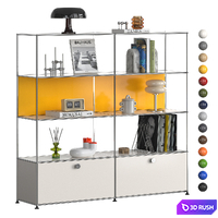 A shelving with mid-century decor. The USM Haller modular system. 3D Model Vray, Corona