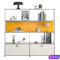 A shelving with mid-century decor. The USM Haller modular system. 3D Model Vray, Corona