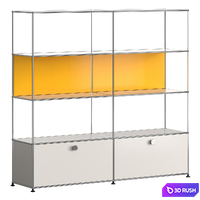A shelving with mid-century decor. The USM Haller modular system. 3D Model Vray, Corona