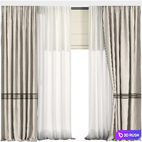Silk and Cotton Curtain Set 73 3D Model Vray, Corona