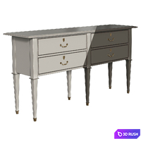 Console console Commode sauteuse 4 tiroirs en acacia noir, gris perle, gris nuance - Cenacle 3D Model Vray, Corona