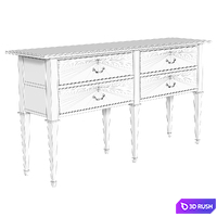 Console console Commode sauteuse 4 tiroirs en acacia noir, gris perle, gris nuance - Cenacle 3D Model Vray, Corona