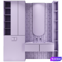 Bathroom furniture N56 3D Model Vray, Corona