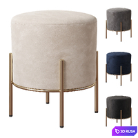 Milliard Upholstered Round Ottoman 3D Model Corona