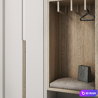 Hallway with seating 3D Model Vray, Corona