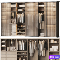 Basic wardrobe made of cabinet furniture with doors 2 3D Model Vray, Corona