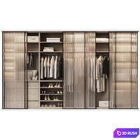 Basic wardrobe made of cabinet furniture with doors 2 3D Model Vray, Corona