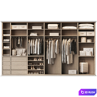Basic wardrobe made of cabinet furniture with doors 2 3D Model Vray, Corona