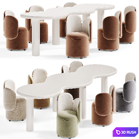 Indoor Children Play Table/Kids Chair, Upholstered Seat, Chalk/Olive Green, 24 3D Model Corona