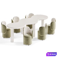 Indoor Children Play Table/Kids Chair, Upholstered Seat, Chalk/Olive Green, 24 3D Model Corona