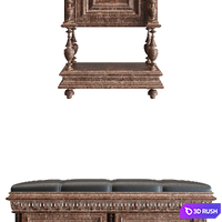 Antique nighstand with a banquet of the twentieth century 3D Model Vray