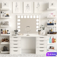 Dressing table and shelves with cosmetics. Makeup 3 3D Model Corona