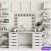 Dressing table and shelves with cosmetics. Makeup 3 3D Model Corona