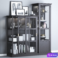 Ikea MALSJÖ Glass-door cabinets, black stained black stained. 3D Model Vray, Corona