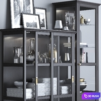 Ikea MALSJÖ Glass-door cabinets, black stained black stained. 3D Model Vray, Corona