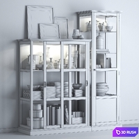 Ikea MALSJÖ Glass-door cabinets, black stained black stained. 3D Model Vray, Corona
