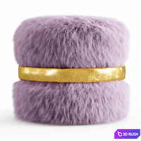 Layton Ottoman Fur 3D Model Vray