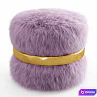 Layton Ottoman Fur 3D Model Vray