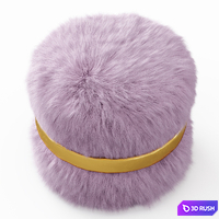 Layton Ottoman Fur 3D Model Vray