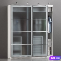 IKEA PAX wardrobe | IKEA PAX wardrobe white, Nyukirha tempered glass, "cell" ornament. 3D Model Vray, Corona