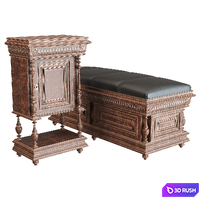 Antique nighstand with a banquet of the twentieth century 3D Model Vray