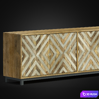 Four-Door Entertainment Console 3D Model Vray, Corona