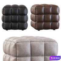 VELVET TUFTED CUBE FOOTSTOOL OTTOMAN 3D Model Corona