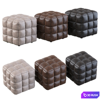 VELVET TUFTED CUBE FOOTSTOOL OTTOMAN 3D Model Corona