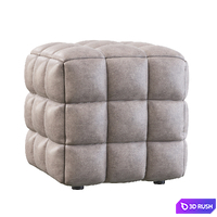 VELVET TUFTED CUBE FOOTSTOOL OTTOMAN 3D Model Corona