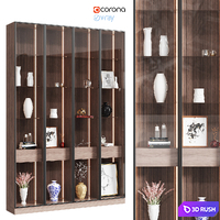 Wooden cabinet with decor 3D Model Vray, Corona