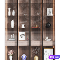 Wooden cabinet with decor 3D Model Vray, Corona
