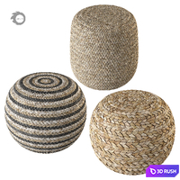 Set of three poufs 3D Model Corona