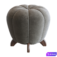 Pouf Ottoman Original Art Deco in Blue Velvet by Halabala, Czechoslovakia, 1930s 3D Model Corona