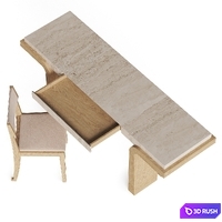 Le Cann Thalie Desk and Poly Chair 3D Model Vray, Corona