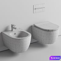 Wall mounted bidet/WC Ceramica Nova Play 3D Model Vray, Corona