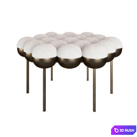 Saturn pouffe large ivory boucle 3D Model Corona