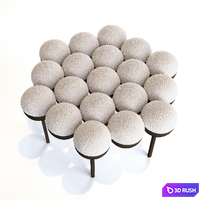 Saturn pouffe large ivory boucle 3D Model Corona