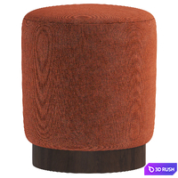 Velvet Pouffe Pouf with Walnut Plinth - Tiger Mountain by Six The Residence 3D Model Vray, Corona