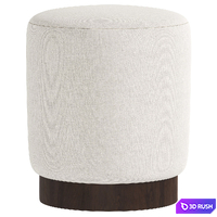 Velvet Pouffe Pouf with Walnut Plinth - Tiger Mountain by Six The Residence 3D Model Vray, Corona